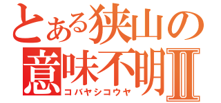 とある狭山の意味不明Ⅱ（コバヤシコウヤ）