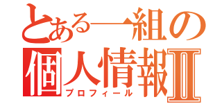 とある一組の個人情報Ⅱ（プロフィール）