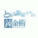 とある諏羅井夢の錬金術（トライニング）