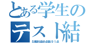 とある学生のテスト結果（５教科合計点数９１点）