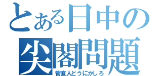 とある日中の尖閣問題（菅直人どうにかしろ）