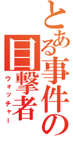 とある事件の目撃者（ウォッチャー）