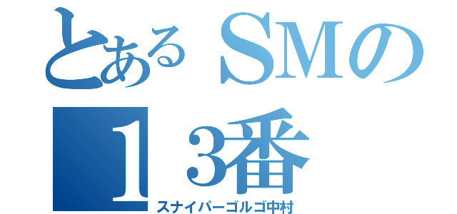 とあるＳＭの１３番（スナイパーゴルゴ中村）