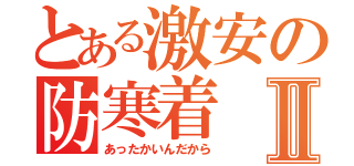 とある激安の防寒着Ⅱ（あったかいんだから）