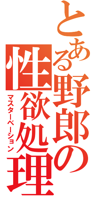 とある野郎の性欲処理（マスターベーション）