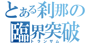 とある刹那の臨界突破（トランザム）