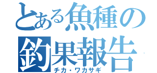 とある魚種の釣果報告（チカ・ワカサギ）