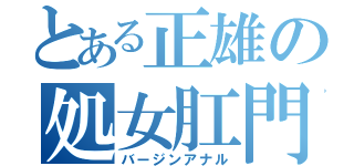 とある正雄の処女肛門（バージンアナル）