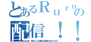 とあるＲｕｒｕの配信！！（撃っていいのは撃たれる覚悟のあるヤツだけだ）