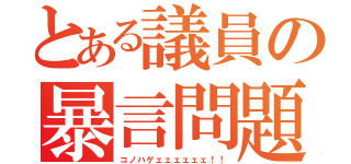 とある議員の暴言問題（コノハゲェェェェェェ！！）