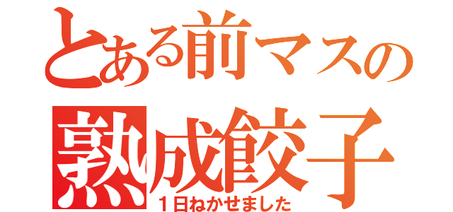 とある前マスの熟成餃子（１日ねかせました）