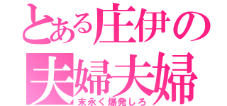 とある庄伊の夫婦夫婦（末永く爆発しろ）