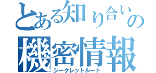 とある知り合いの機密情報（シークレットルート）