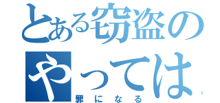 とある窃盗のやってはならない（罪になる）