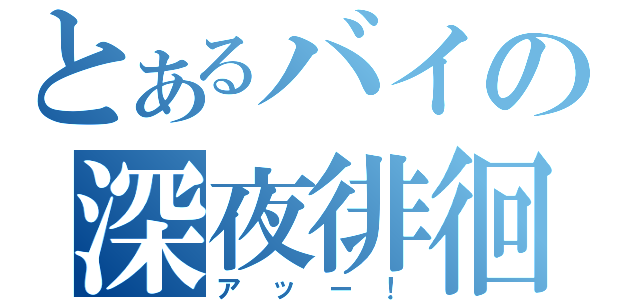 とあるバイの深夜徘徊（アッー！）