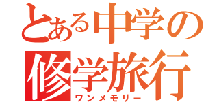 とある中学の修学旅行（ワンメモリー）