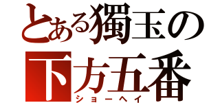 とある獨玉の下方五番（ショーヘイ）