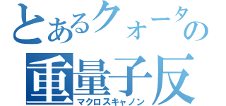 とあるクォーターの重量子反応砲（マクロスキャノン）