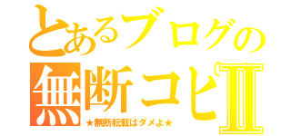 とあるブログの無断コピーⅡ（★無断転載はダメよ★）