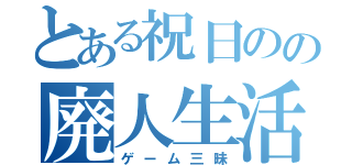 とある祝日のの廃人生活（ゲーム三昧）