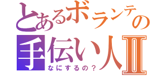 とあるボランティアの手伝い人Ⅱ（なにするの？）