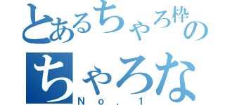 とあるちゃろ枠のちゃろなー（Ｎｏ．１）