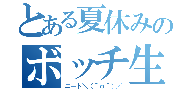 とある夏休みのボッチ生活（ニート＼（＾ｏ＾）／）