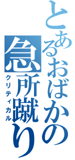 とあるおばかの急所蹴り（クリティカル）