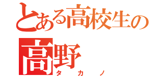 とある高校生の高野（タカノ）