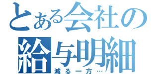 とある会社の給与明細（減る一方…）