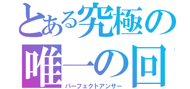 とある究極の唯一の回答（パーフェクトアンサー）