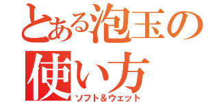 とある泡玉の使い方（ソフト＆ウェット）