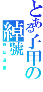 とある子甲の綽號（廢話這里）