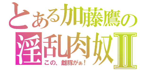 とある加藤鷹の淫乱肉奴隷Ⅱ（この、雌豚がぁ！）