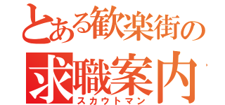 とある歓楽街の求職案内人（スカウトマン）