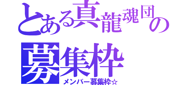 とある真龍魂団の募集枠（メンバー募集枠☆）