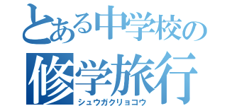 とある中学校の修学旅行（シュウガクリョコウ）