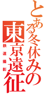 とある冬休みの東京遠征記（鉄道撮影）