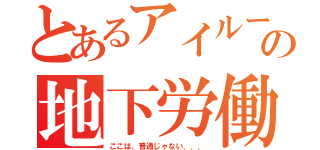 とあるアイルー の地下労働生活（ここは、普通じゃない．．．）