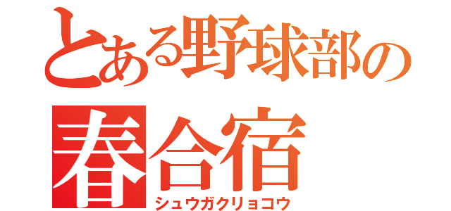 とある野球部の春合宿（シュウガクリョコウ）