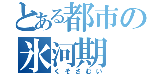 とある都市の氷河期（くそさむい）