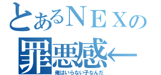 とあるＮＥＸの罪悪感←（俺はいらない子なんだ）