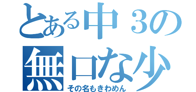 とある中３の無口な少年（その名もきわめん）