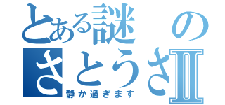 とある謎のさとうさんⅡ（静か過ぎます）