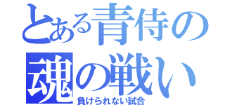 とある青侍の魂の戦い（負けられない試合）