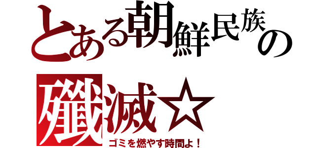 とある朝鮮民族の殲滅☆（ゴミを燃やす時間よ！）