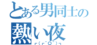 とある男同士の熱い夜（┏（┏＾〇＾）┓）