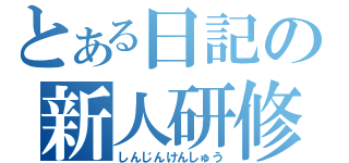 とある日記の新人研修（しんじんけんしゅう）