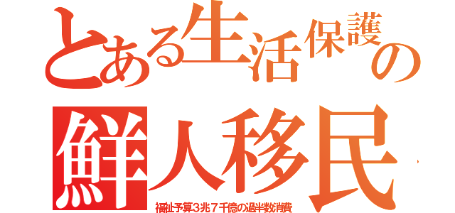 とある生活保護の鮮人移民（福祉予算３兆７千億の過半数消費）