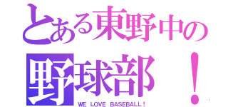 とある東野中の野球部！（ＷＥ ＬＯＶＥ ＢＡＳＥＢＡＬＬ！）